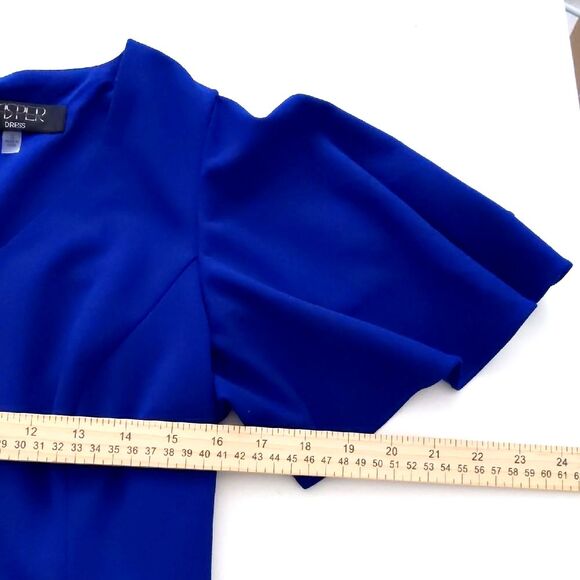 Women's Quarter Sleeve Crew Neck Dress, Royal Blue Size S - Picture 5 of 8